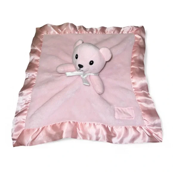UGG Baby Pink Plush Lovey Security Blanket Satin Teddy Bear - Picture 1 of 4